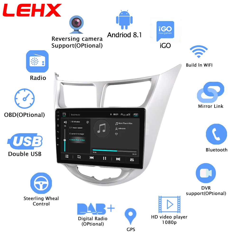 Автомобильный радиоприемник мультимедийный видеоплеер навигации gps Car Android для hyundai Solaris Accent Verna 2011 2012 2013