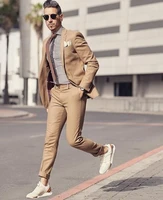 new arrival khaki brown men suit slim fit 2 piece tuxedo suits custom groom blazer jacket pant terno masculino costume homme