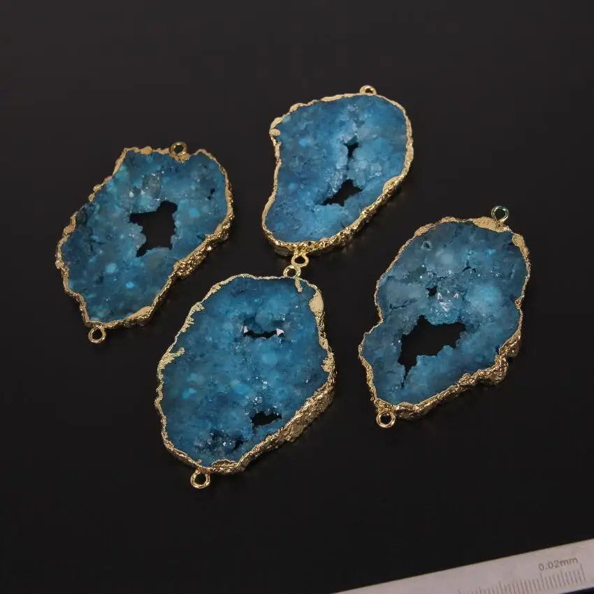 Большая голубая Друза Geode кусок свободной формы соединители ожерелье звено