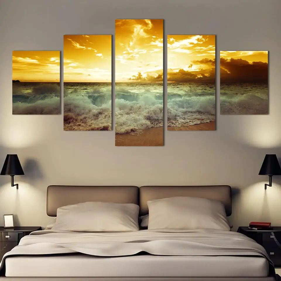 Морской Закат Холст Книги по искусству печати настенная живопись море плакаты и