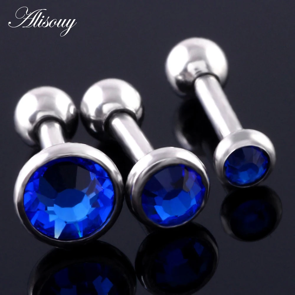3 шт стальные серьги гвоздики для ушной хрящ штанга с драгоценным камнем модные