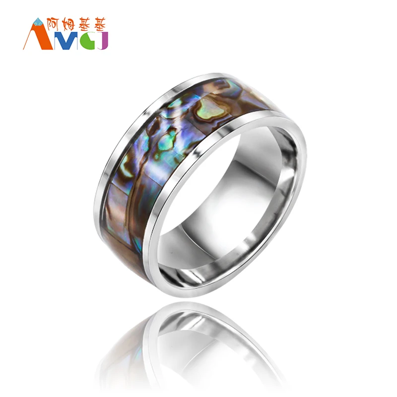 Amgjee Многоцветный ушка В виде ракушки Кольца из нержавейки Для мужчин прохладный