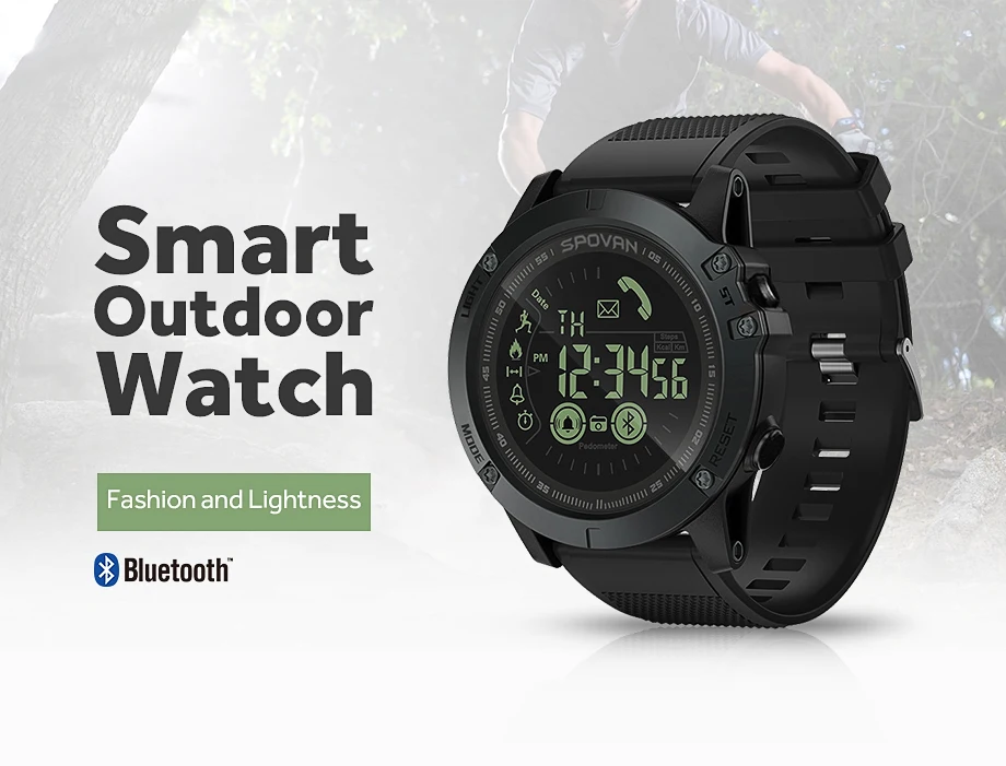 SPOVAN, умные уличные мужские часы, Bluetooth, спортивные, светодиодный, цифровые часы, 50 м, водонепроницаемые, с секундомером, мужские наручные часы, Relogio Feminino