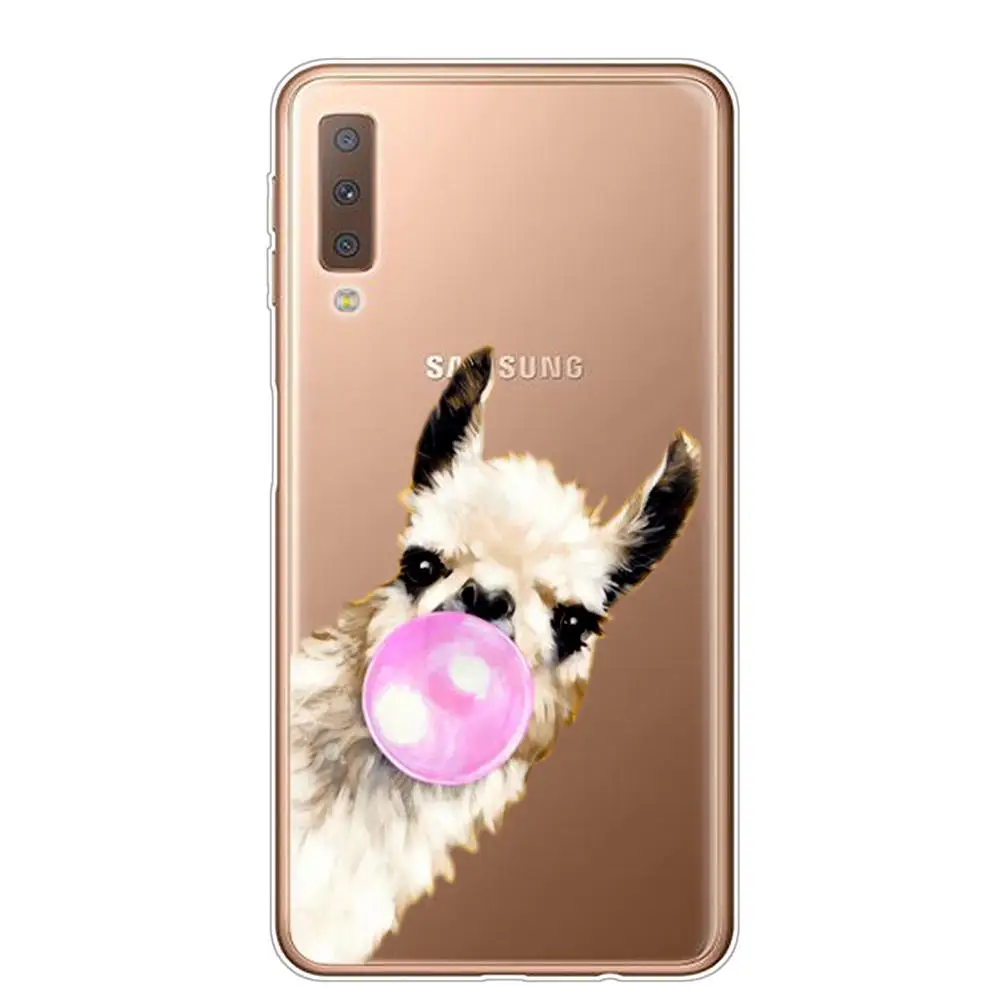 Чехол для Samsung A7 2018 мягкий силиконовый чехол из ТПУ телефонов Galaxy A750 A750F с розовыми
