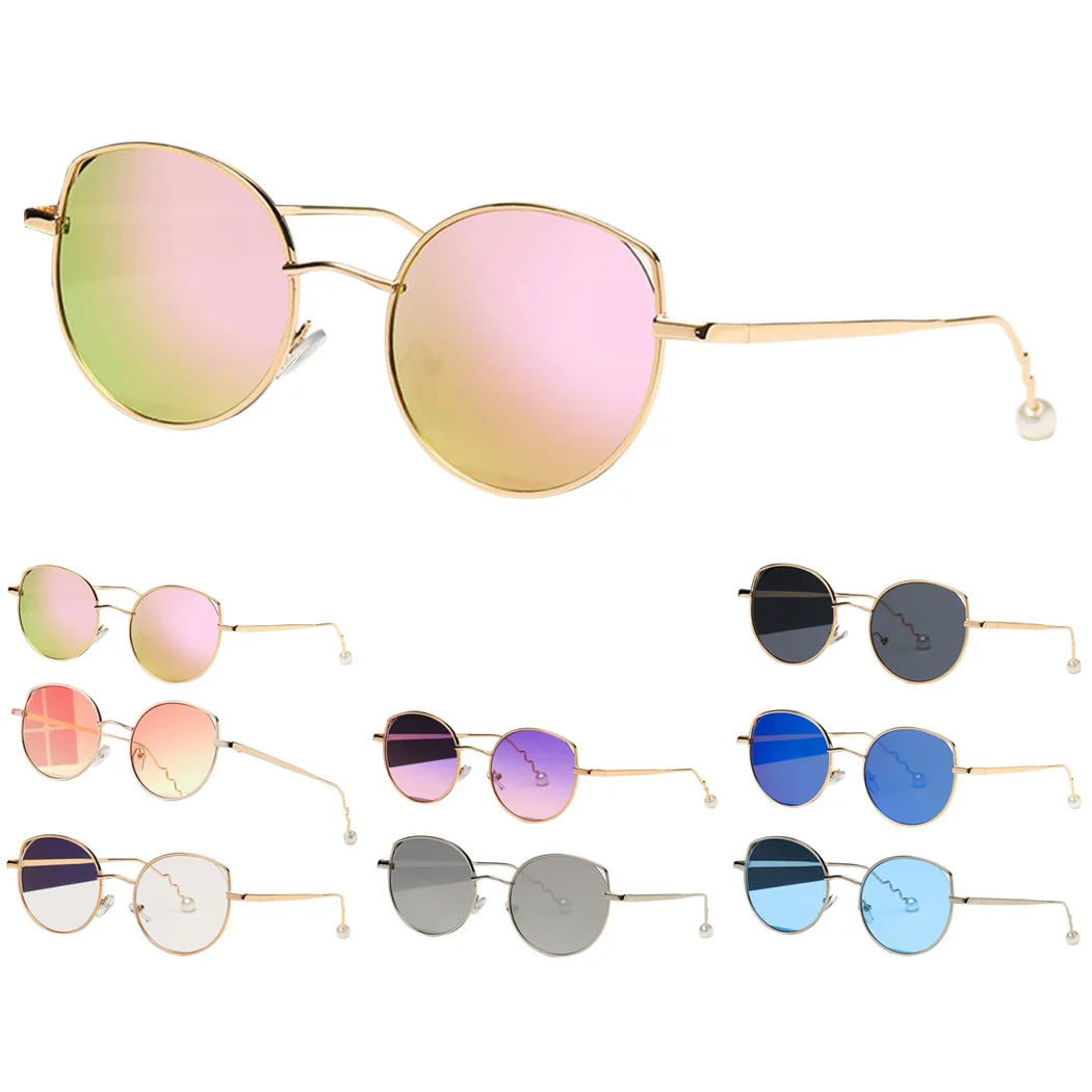 Модные жемчужные солнцезащитные очки кошачий глаз женские Винтажные