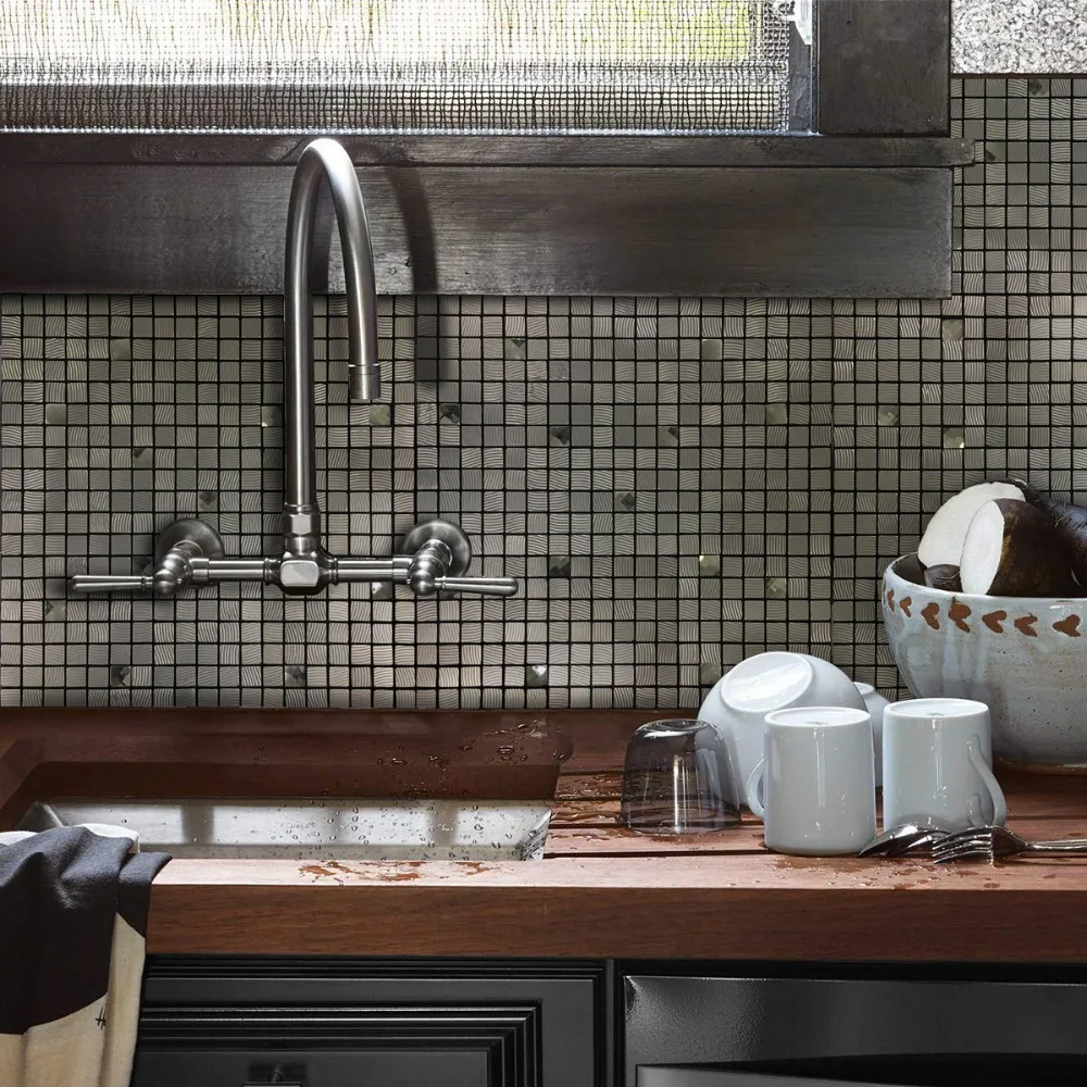 12 дюймов Стекло микс матовый корка и мозаичной плитки металлический плинтус для