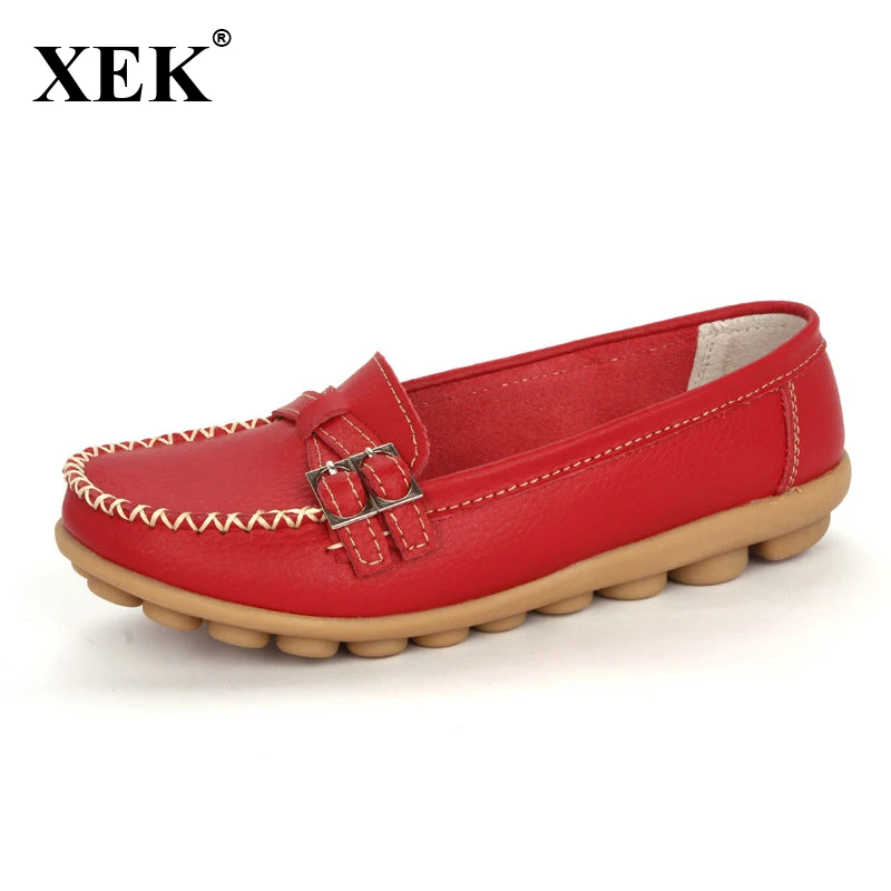 Женские туфли из натуральной кожи на плоской подошве|loafers slip on|buckle loaferswomens shoes flats |
