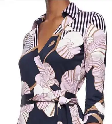 Новое трикотажное облегающее платье с принтом Осеннее длинное платье-кардиган