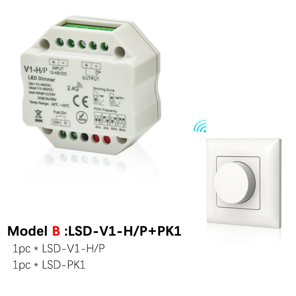 Светодиодный Dimmer12V 24V 36V 48V PWM беспроводной РЧ светодиодный диммер вкл. Выкл. С пультом дистанционного управления 2,4G wifi диммер для одноцветной светодиодной ленты светильник - Цвет: Model B