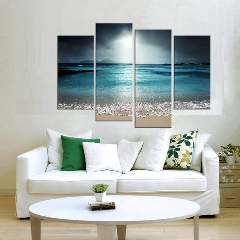 4 панели Настенная картина для гостиной искусство вид на море холст живопись