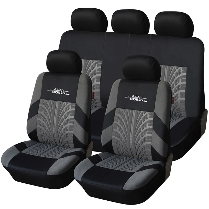 Autoyouth автомобилей чехлы полный комплект универсальный fit сиденья защиты моды автомобильные аксессуары следы шин автомобиля стайлинг red чехол на авто чехлы для авто - Название цвета: GRAY