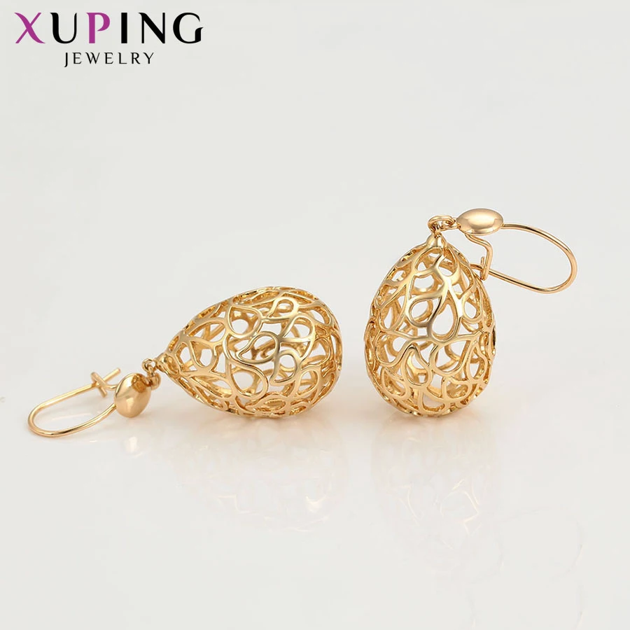 Изысканные серьги капли Xuping элегантная круглая форма золотого цвета для женщин