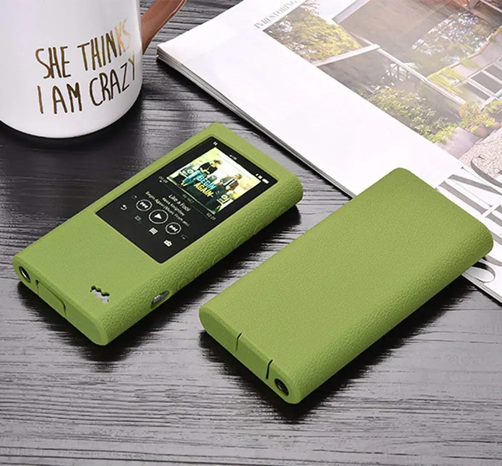 Green Мягкий силиконовый чехол с корковой текстурой для sony Walkman NW-ZX300 ZX300 ZX300A, защитный чехол для экрана с ремешком на руку - Цвет: Green