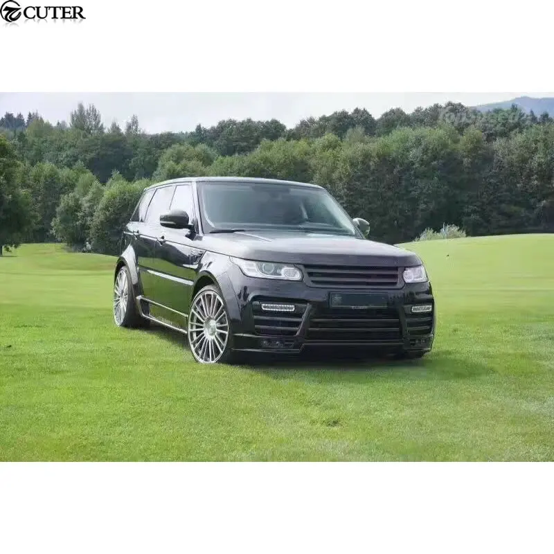 Карбоновый Широкий комплект кузова автомобиля FRP Неокрашенный передний бампер задний бампер боковые юбки для Range Rover Sport Mansory kit 14-17