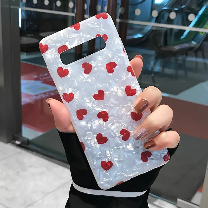 YHBBCASES для samsung Note 10, 8, 9, Модный чехол с раковиной для samsung Galaxy S10, 5G, S8, S9 Plus, мягкие чехлы с мультяшным сердцем