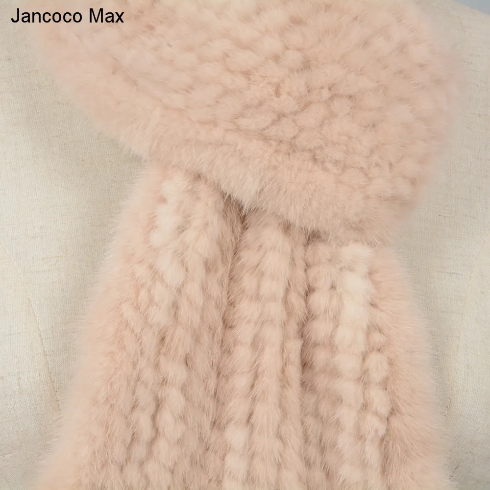 Jancoco Max натуральный вязаный норковый мех шарф Женская мода Высокое качество меховая Шаль Зима теплая Новинка S7126