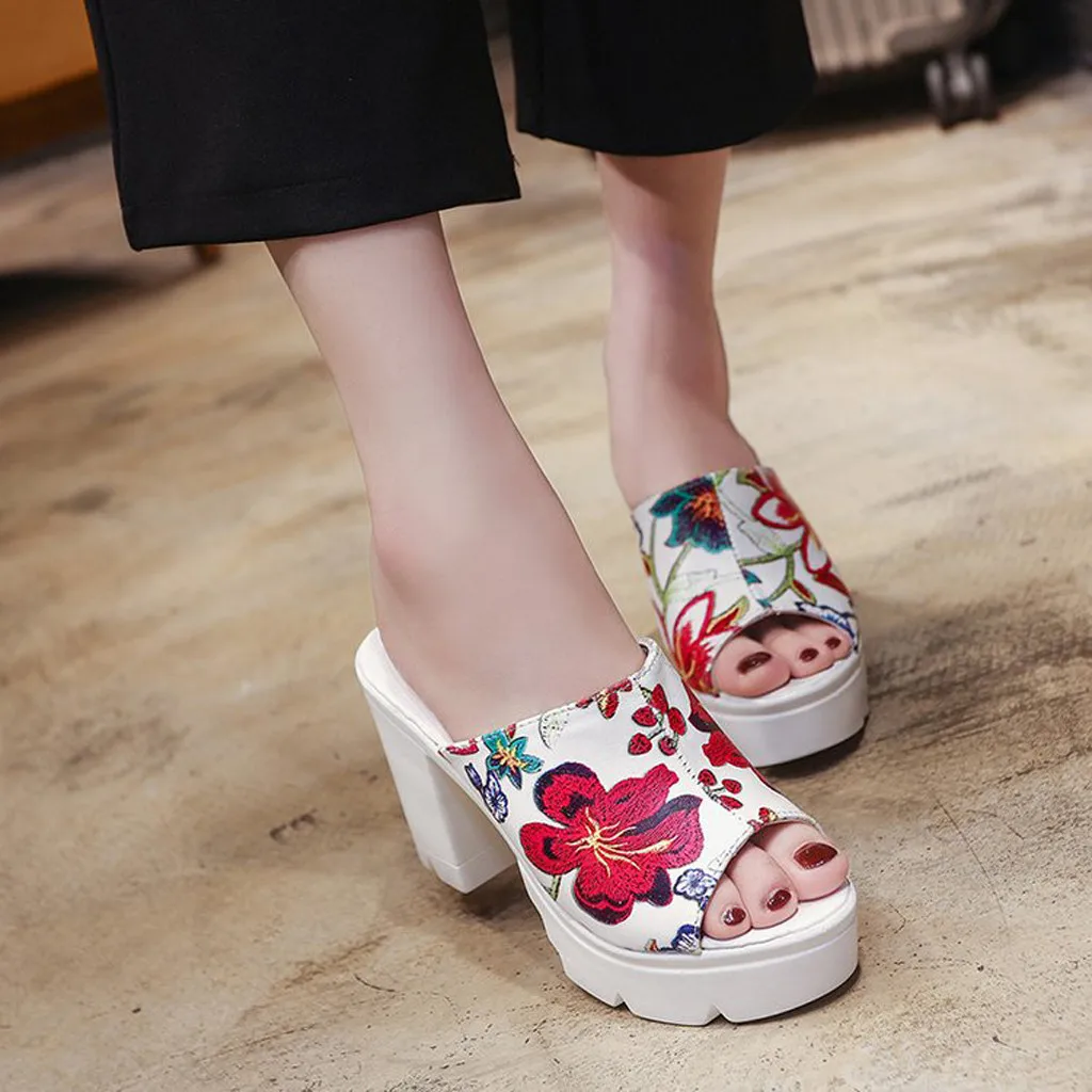 SAGACE/Модная женская обувь на высоком каблуке шлепанцы танкетке женские летние