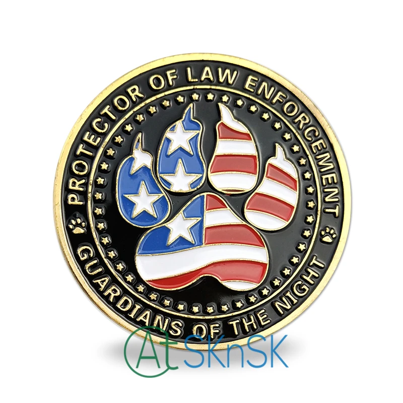 wholesale Fashion medal souvenir Protector of Law Enforcement Guardians Night Unite States Police dog K9 challenge coins Gift | Дом и сад