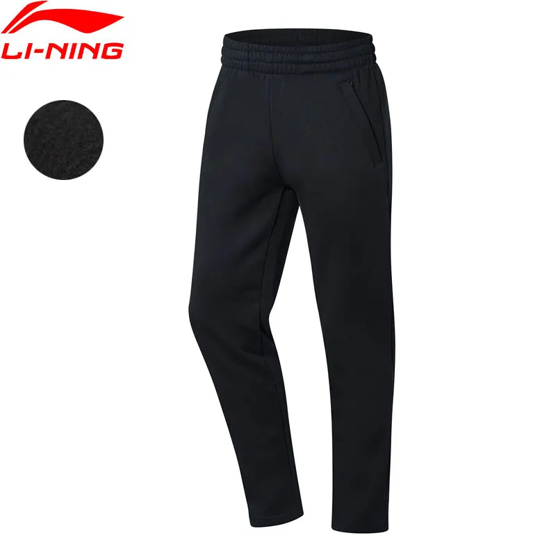 Li-Ning, мужские трендовые спортивные штаны, 66% полиэстер, 34% хлопок, теплый флис, обычная посадка, подкладка, спортивные штаны, брюки AKLN803 COND18