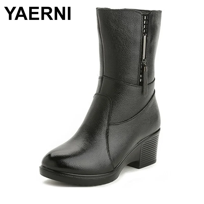 Женские зимние сапоги YAERNI из натуральной кожи женские сезон весна осень
