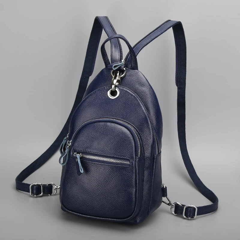 

Fashion Genuine Leather Backpacks Women Shoulder Bag Travel Ladies Backpack School Bags For Girls Casual Female Sling Chest Bag