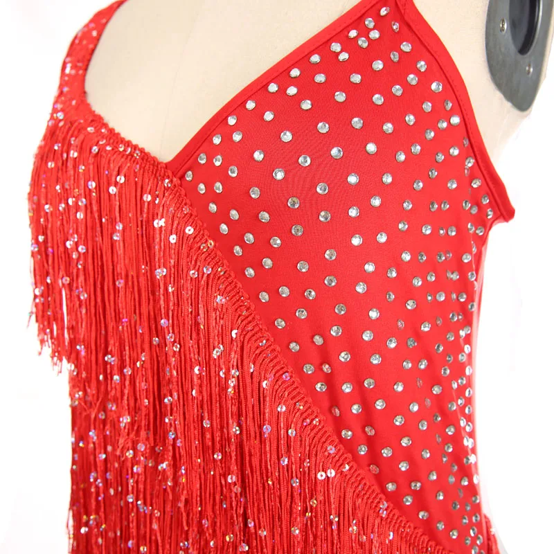 

BLINGSTORY 3pcs/Set Fringe Diamond Women Ballroom Latin Dancing Practice Tango Dress Latina Samba