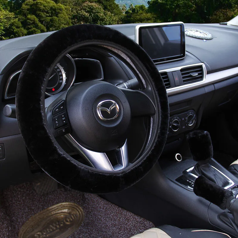 

Universal Plush Car Steering-Wheel Covers Anti-slip Skidproof Durable 37-38CM/15" Dynamic Fibre Handmade Steering Wheel Cover