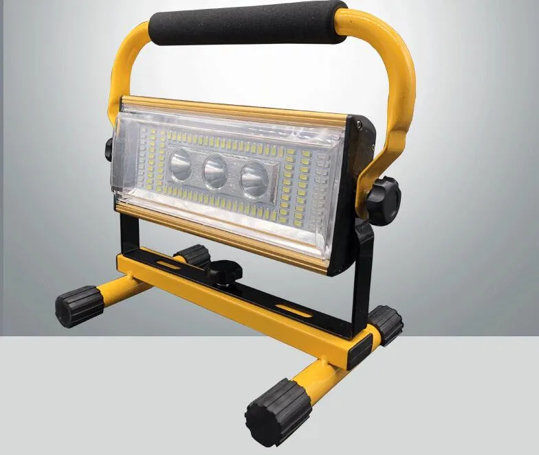 구매 2 개/몫 3 색 100 와트 LED 투광 조명 작업 빛 충전식 휴대용 100 LED 자리 홍수 빛 작업 캠핑 램프 야외