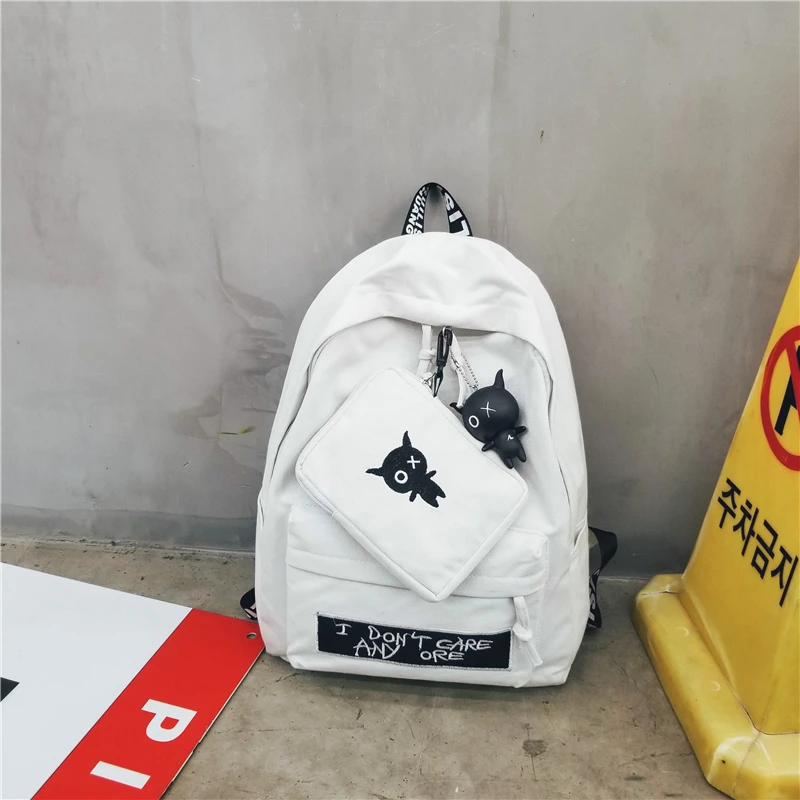 Холщовые женские рюкзаки 2 шт./компл. милая школьная сумка с вышивкой монстра