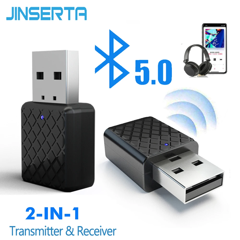 JINSERTA Автомобильный mp3 плеер 5,0 Bluetooth передатчик приемник Мини 3,5 мм AUX стерео беспроводной Bluetooth адаптер для ТВ ПК наушники