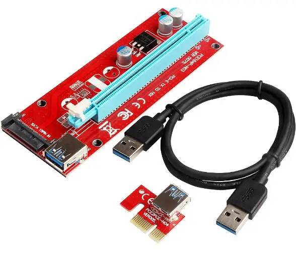 Оптовая продажа 100 шт./лот pci e 1X до 16X райзеры SATA Molex блок питания VER 006C 007S PCI Express