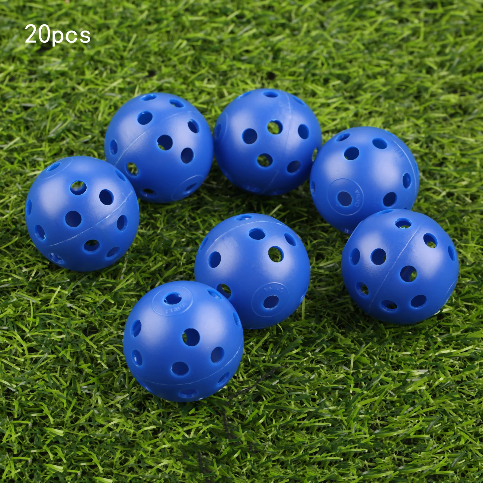 Blue Gohantee 20 шт. 41 мм мячи для тренировки гольфа пластиковые воздушные шары полые с отверстием для гольфа наружные мячи для тренировок для гольфа Аксессуары для гольфа - Цвет: Blue
