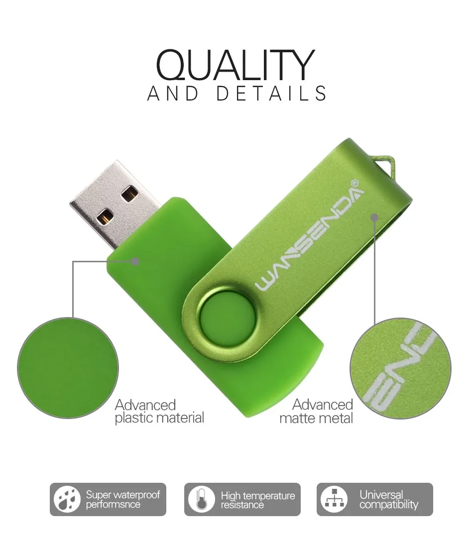 Wansenda, поворотный USB флеш-накопитель, высокое качество, цветной флеш-накопитель, 256 ГБ, 128 ГБ, 64 ГБ, 32 ГБ, 16 ГБ, 8 ГБ, оригинальная флешка, посылка