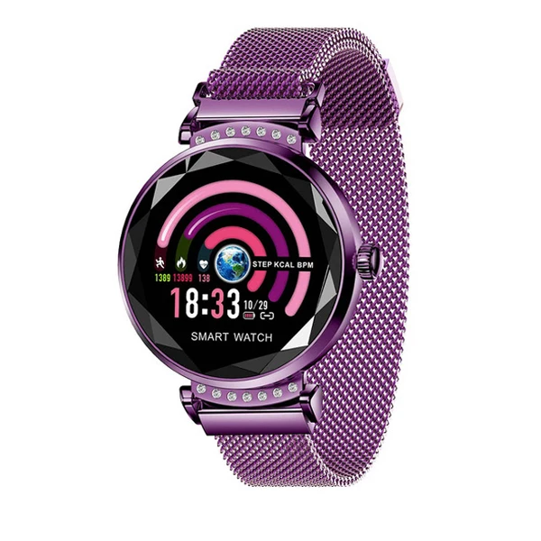 purple LEMDIOE женские умные часы Для женщин Водонепроницаемый IP67 сердечного ритма крови Давление монитор мульти-спортивный режим Smartwatch для IOS и Android - Цвет: purple