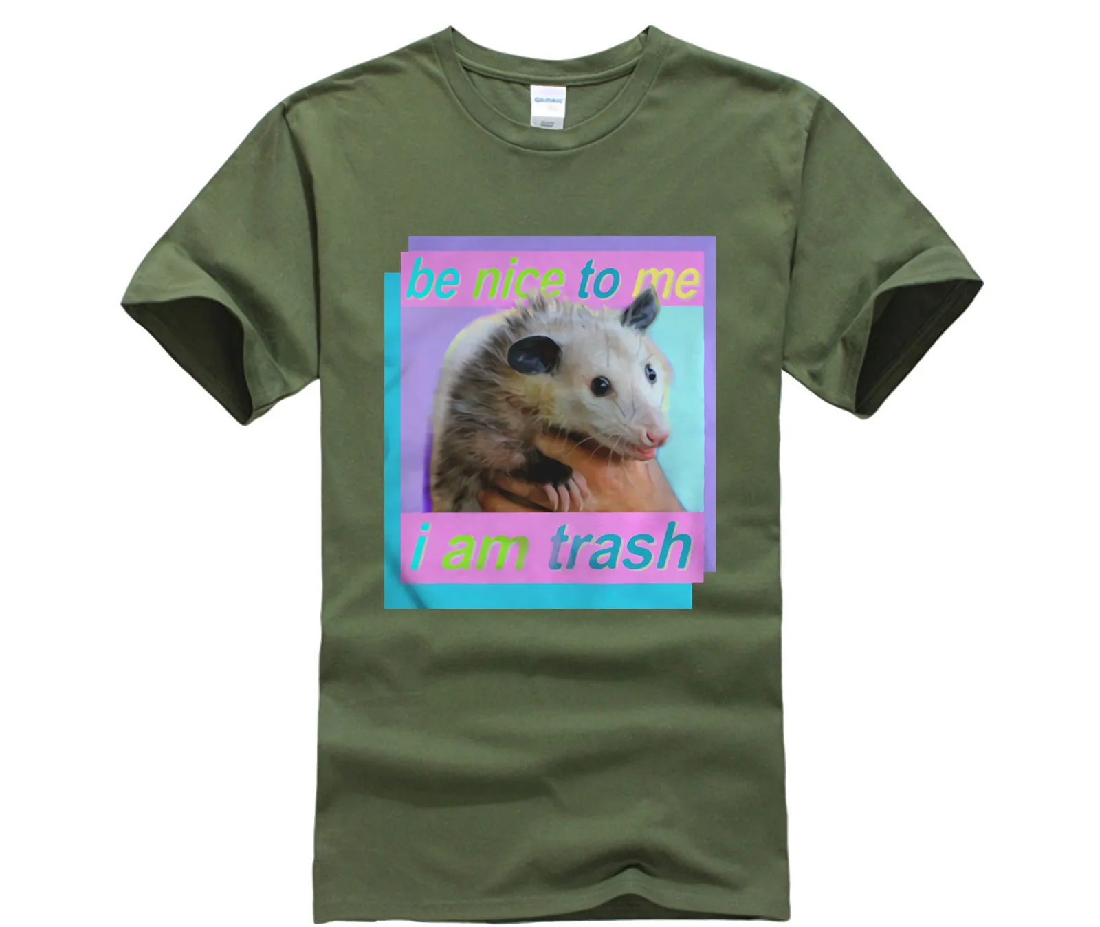 army green Opossum будьте добры ко мне я мусорная рубашка - Цвет: army green