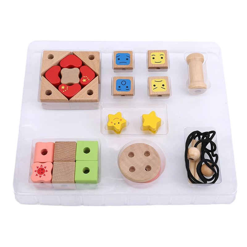 Children's Wooden Sewing Beaded Creative DIY Button Design Toy Intelligence Threading Rope | Игрушки и хобби