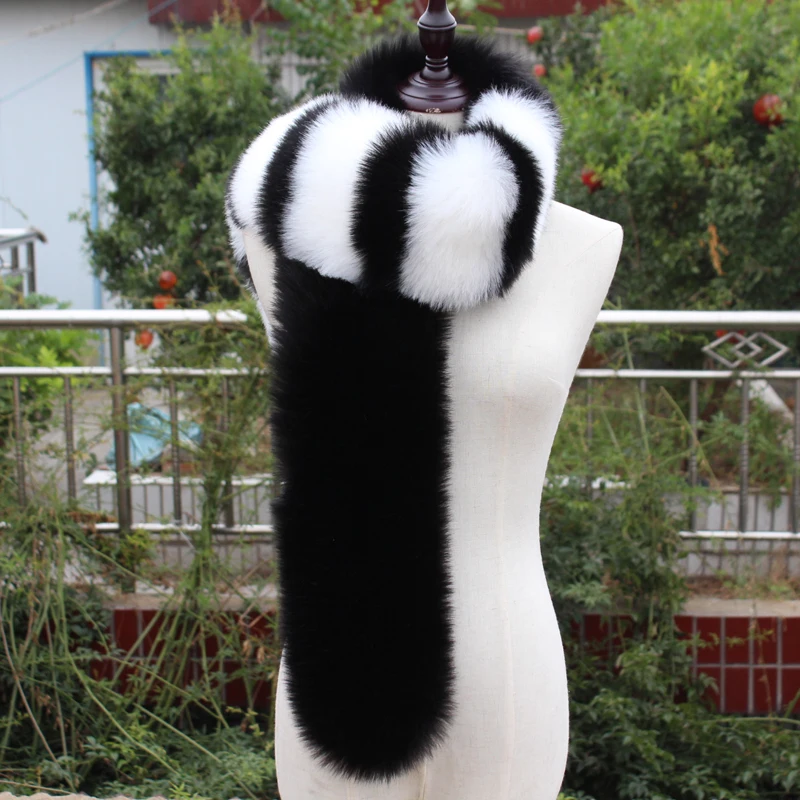Потрясающий высококачественный длинный шарф из искусственного лисьего меха
