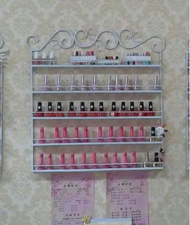 5 Layer Iron Nail Polish Shelf Black Nail Shop Exhibition Shelf Nail Polish Display Wall Rack Makeup Organizer - Цвет: 1