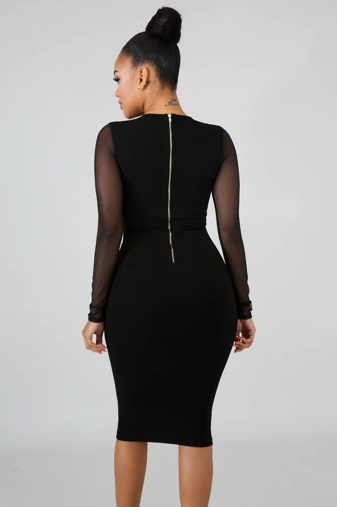 OKAYOASIS Сексуальное Женское Платье с круглым вырезом и длинным рукавом Сетчатое