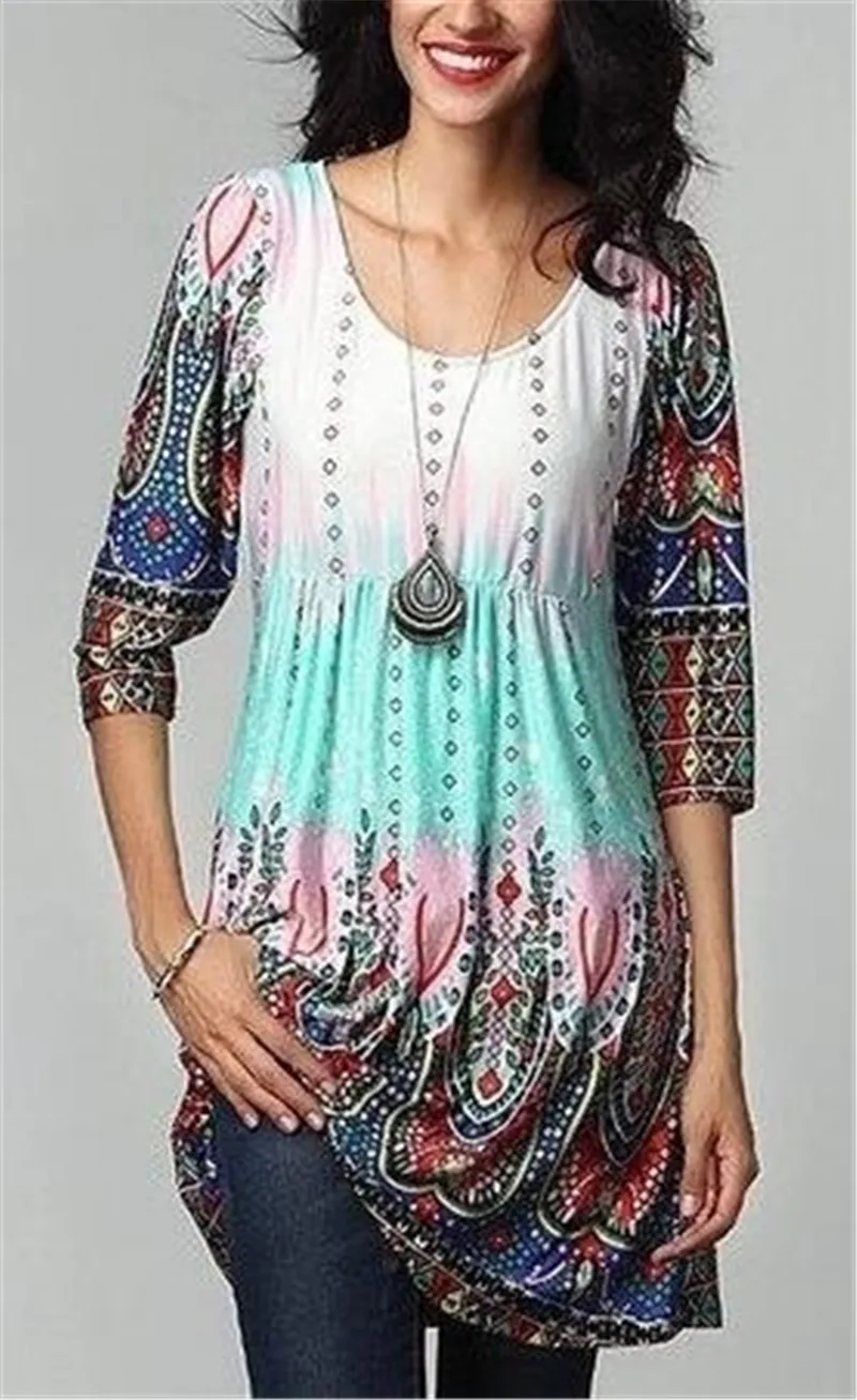 

S-5XL Plus Size Women Tops O-Neck Vintage Printed T-Shirts 2019 Summer Women Tops Fashion Casual Loose Pleated Tees
