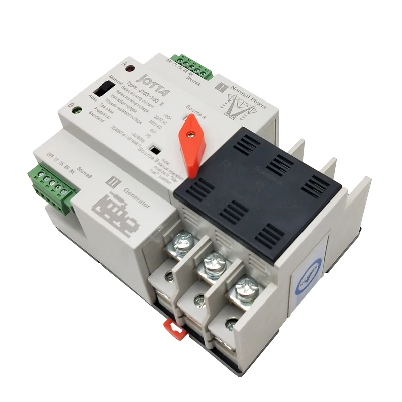 Jotta W2R-2P/3 P/4 P 100A 110 В/220 В мини ATS автоматический переключатель Электрический Селекторный переключатель двойной выключатель питания