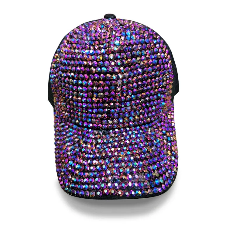 colorful stone Для женщин Стразы Шапки женский Бейсбол Кепки Bling шапка с бриллиантом для девочек в индивидуальном стиле Бейсболка Кепка Gorras воздухопроницаемость, головной убор с сеточкой от солнца - Цвет: colorful stone