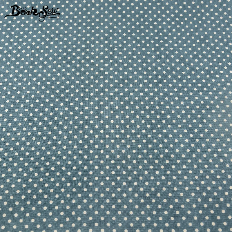 Голубой хлопковый льняной ткани Booksew узор в горошек домашний текстиль швейный