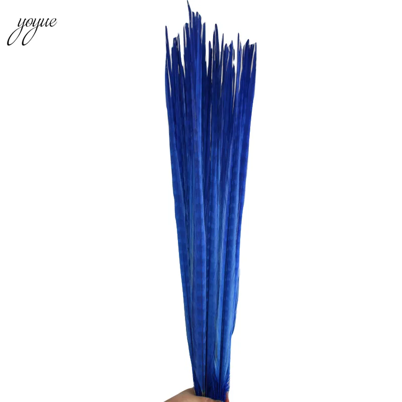 Royal blue 100 шт./лот 55-60 см 22-24 дюймов Ringneck фазан хвост перья, свадебные украшения Декор Перья для ремесел натуральный - Цвет: Royal blue