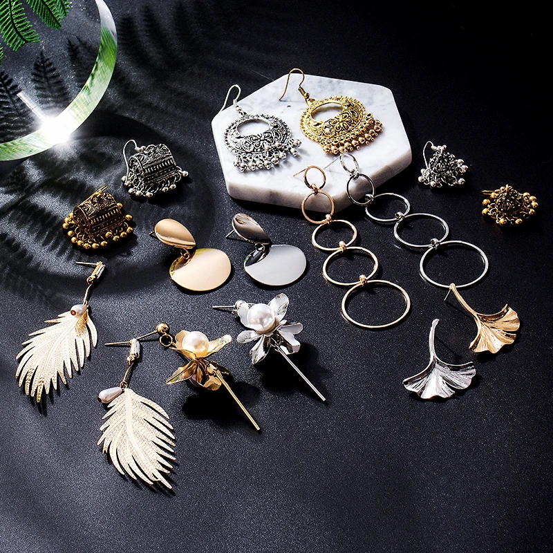 SHUANGR полые цветок индийский Jhumka бахромой кисточкой Висячие серьги для женщин цыганские украшения серебряный цвет античный этнический Brincos