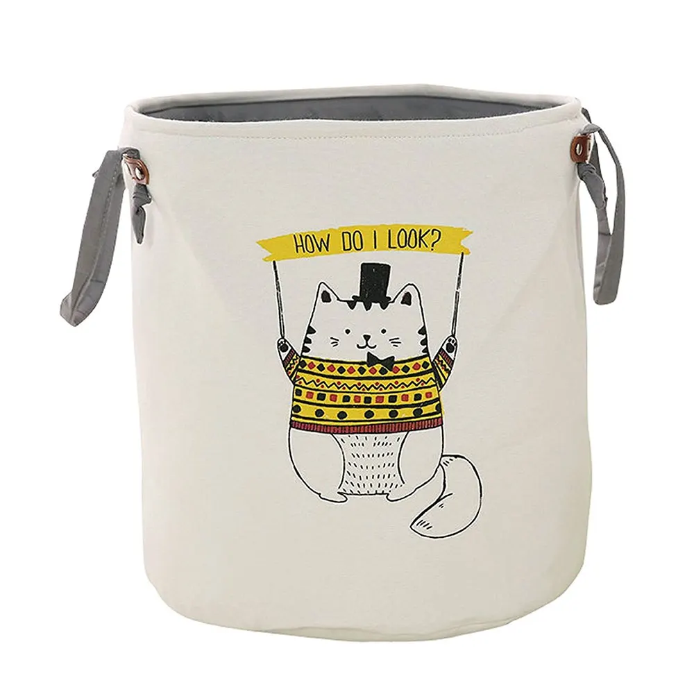 Yellow cat Складной сортировщик для белья, корзина для грязной одежды, корзина для стирки, хлопковая ручка, сумка для хранения, органайзер для дома, корзина для хранения детских игрушек - Цвет: Yellow cat