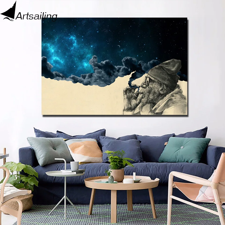 HD печать 1 шт. холст художественный плакат дым и чудо Старики курительная