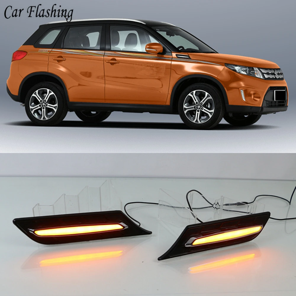 2 шт. Автомобильная фара крыла для Suzuki Vitara Светодиодный дневной ходовой свет с поворотным сигналом лампы 12 В DRL боковые лампы