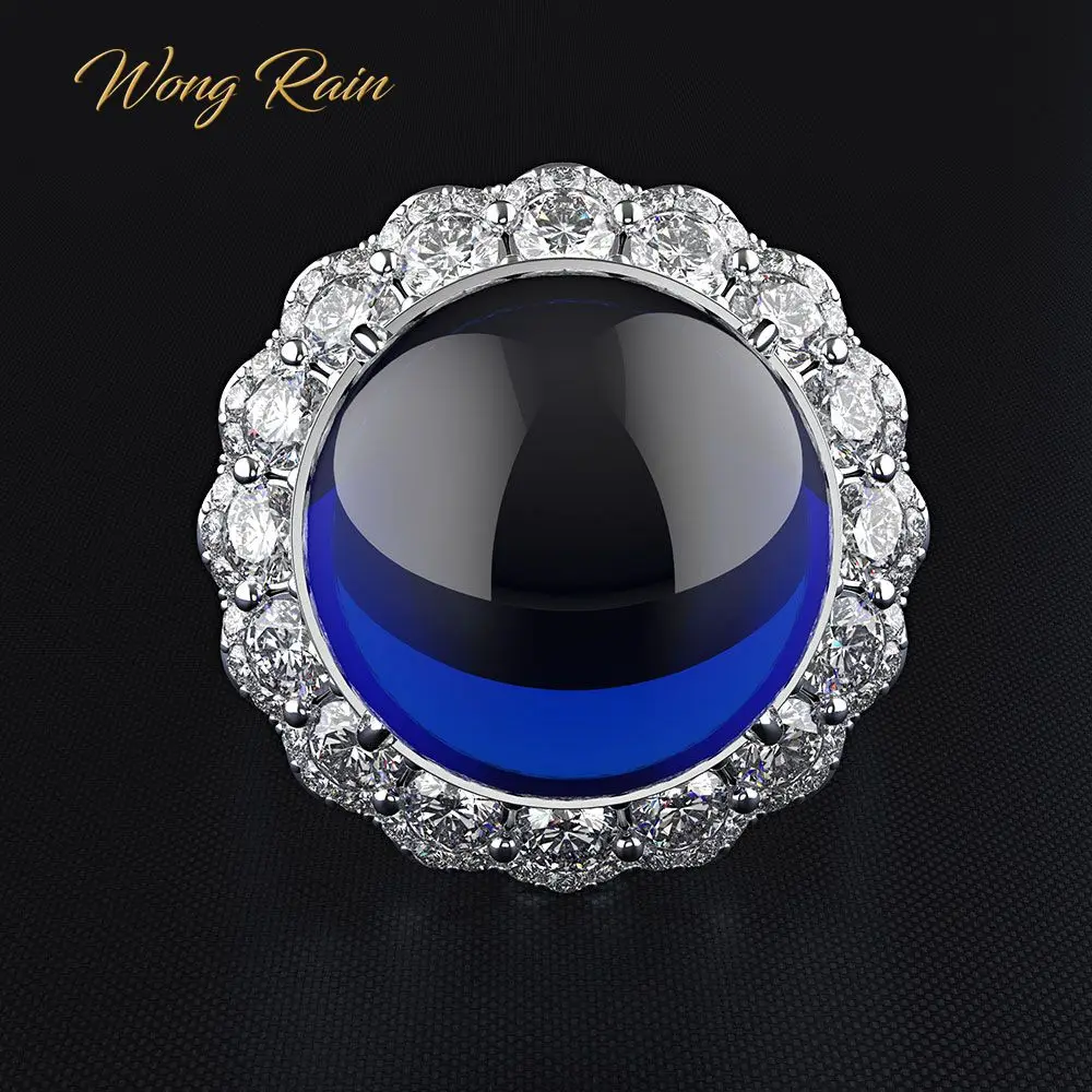 Wong Rain Vintage 100% Серебро 925 пробы синий сапфир камень на день рождения помолвка пара