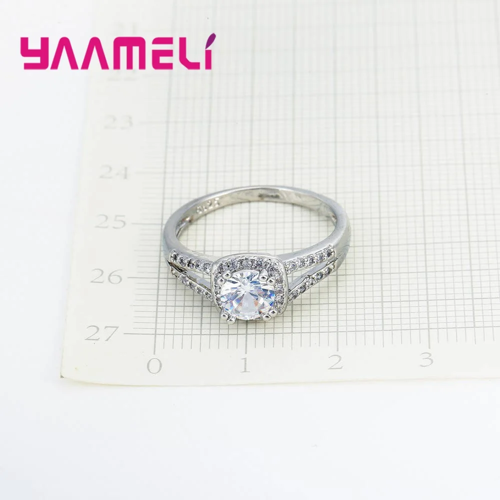 

Classic Women Men Christmas Gift High End 925 Sterling Silver Band Ring AAA Clear Cubic Zircon Elegant Wedding Jewelry